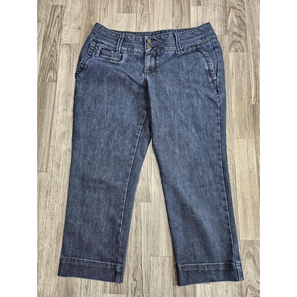 Lands' End Pants Womens 10 Blue‎ Denim Look Cropped Straight Leg Stretch Jeans
